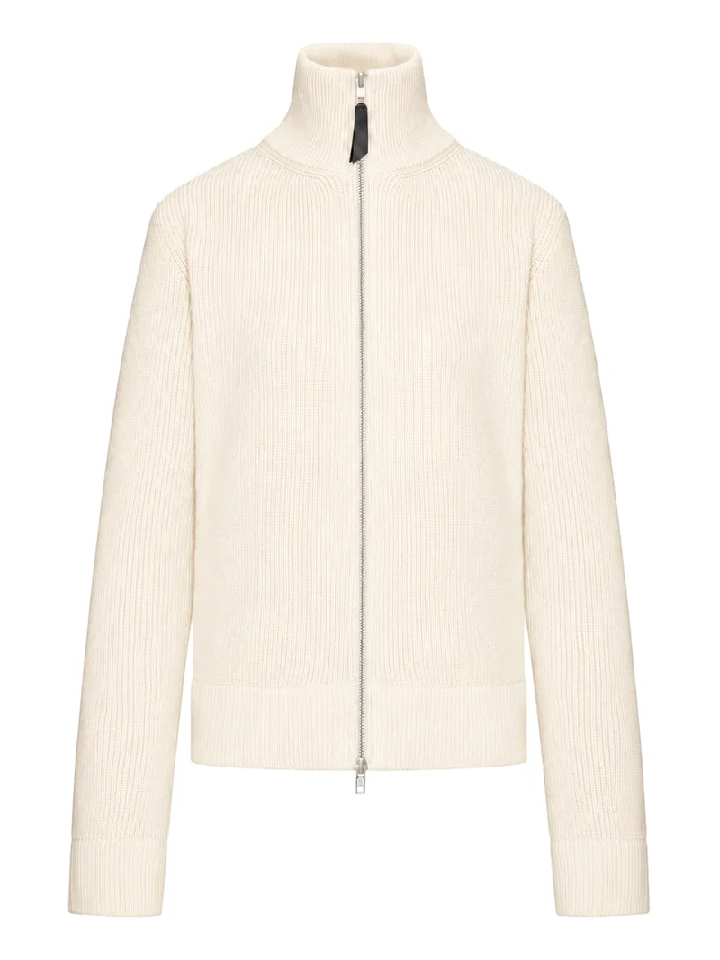 Maison Margiela Women Ribbed Cotton Zip-Up Cardigan - 1