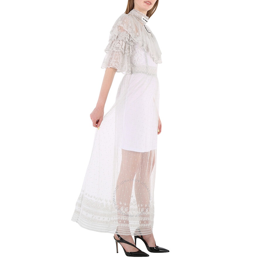 Burberry Ladies Light Pebble Grey Long Lace Dress, Brand Size 6 (US Size 4) - 5