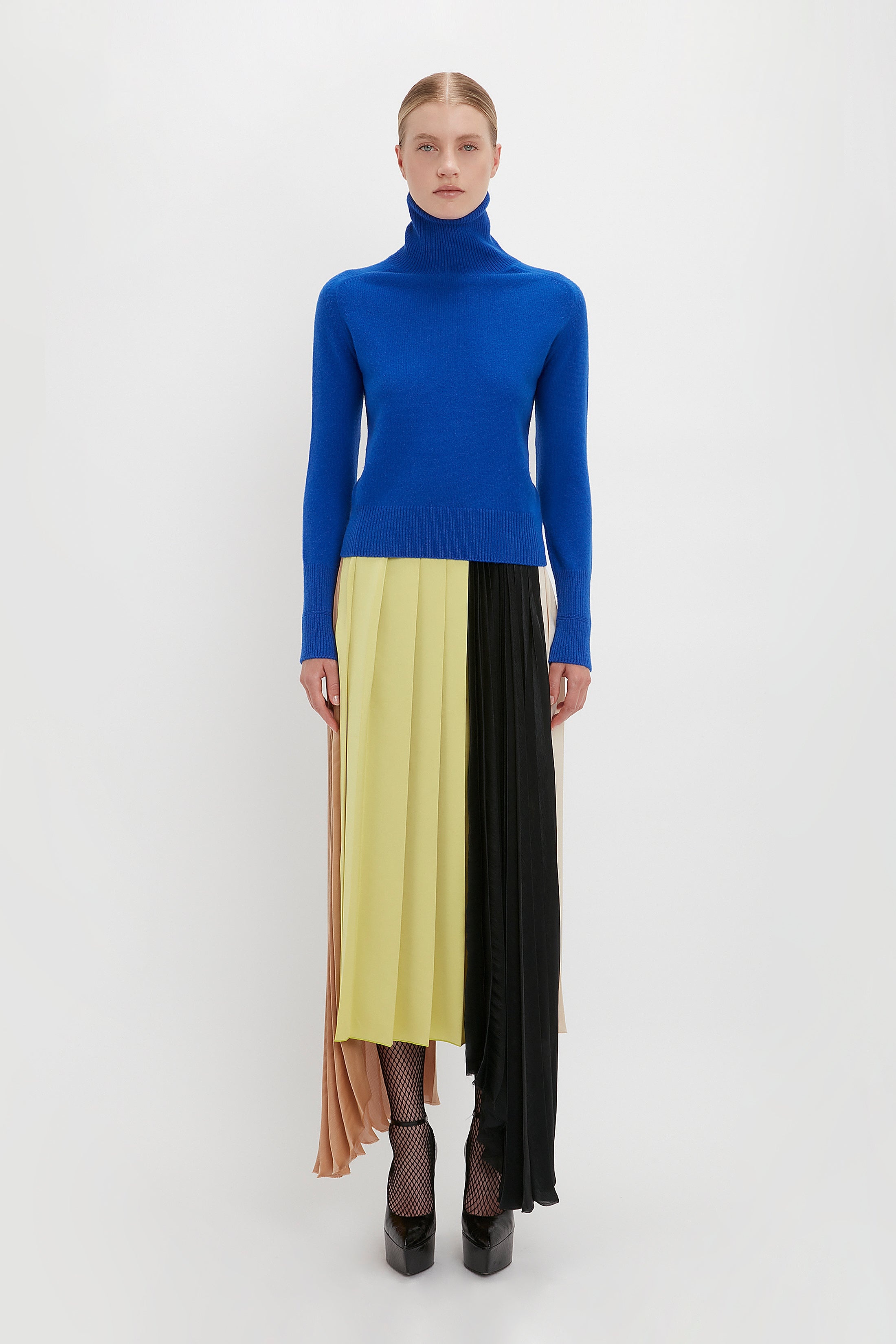 Polo Neck Jumper In Sapphire Blue - 2