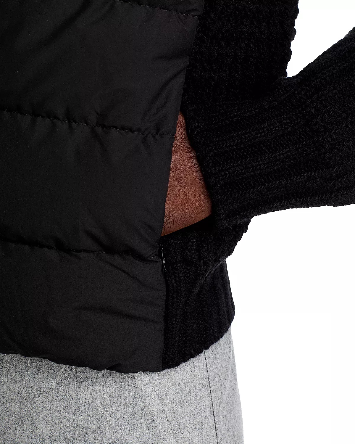 Mixed Media Wool & Cashmere Zip Up Cardigan - 6
