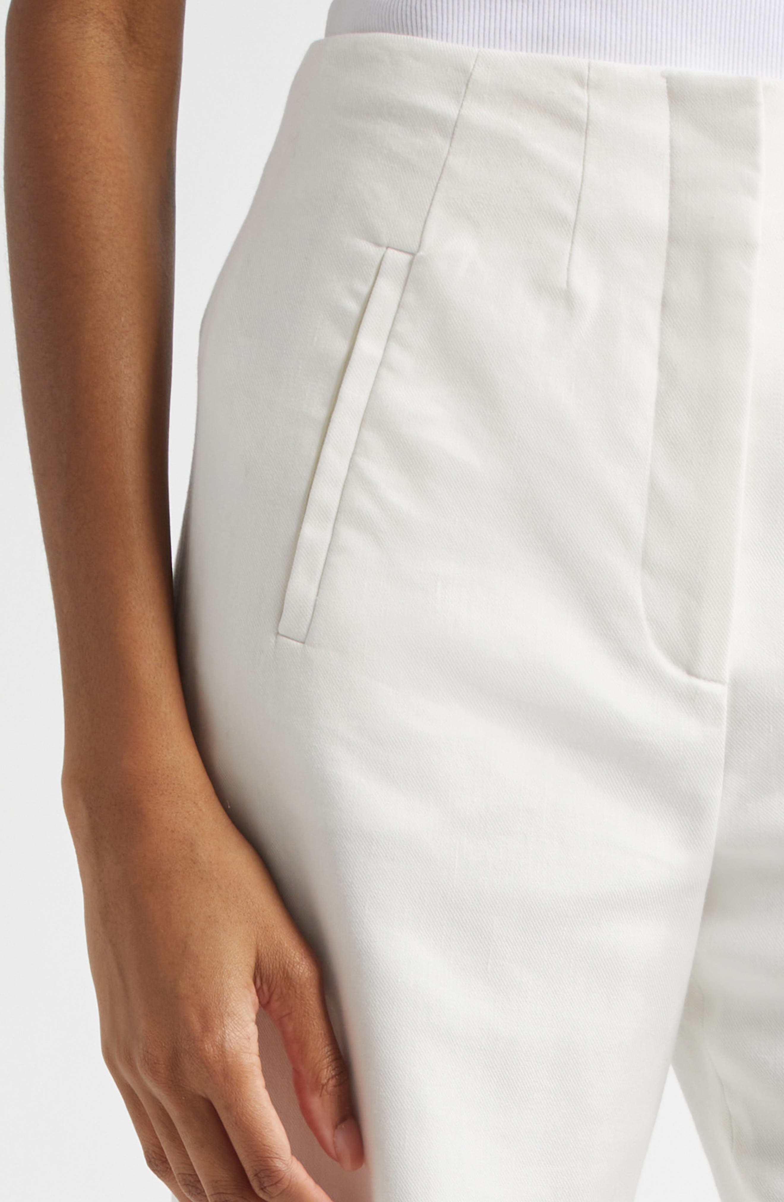 Veronica Beard Jude Wide Leg Linen Blend Pants in Off White at Nordstrom - 4