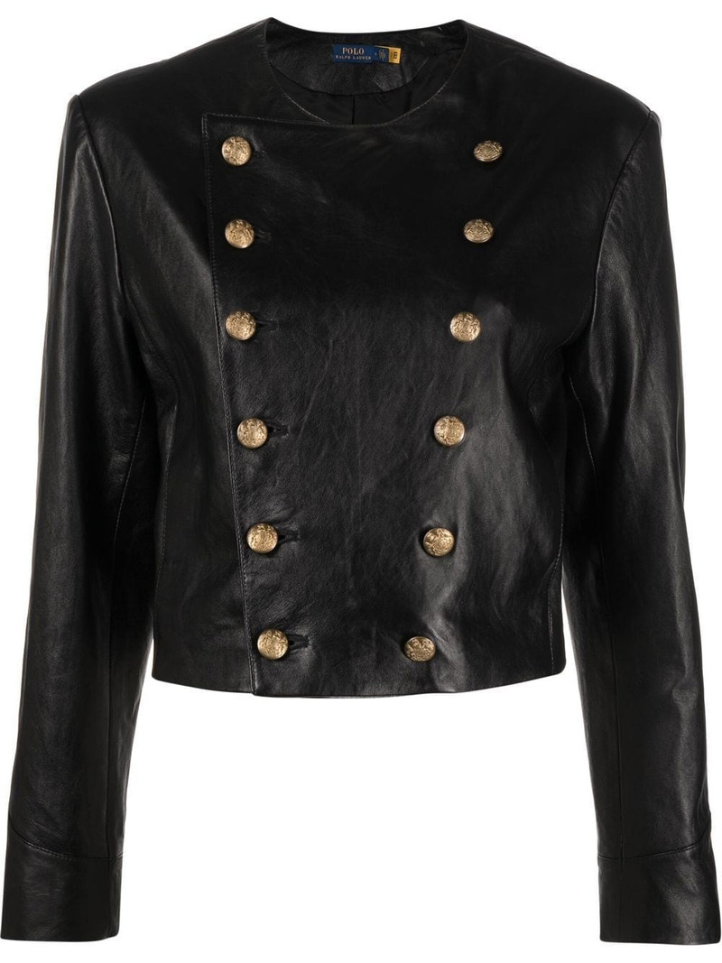 double-breasted leather jacket 1