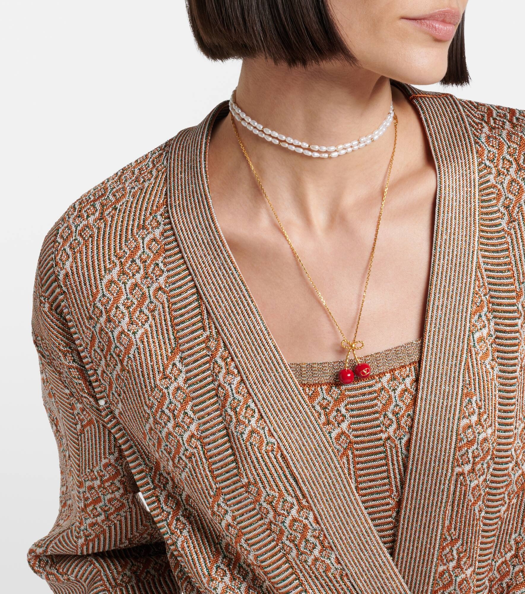 Jacquard lamé wrap cardigan - 4