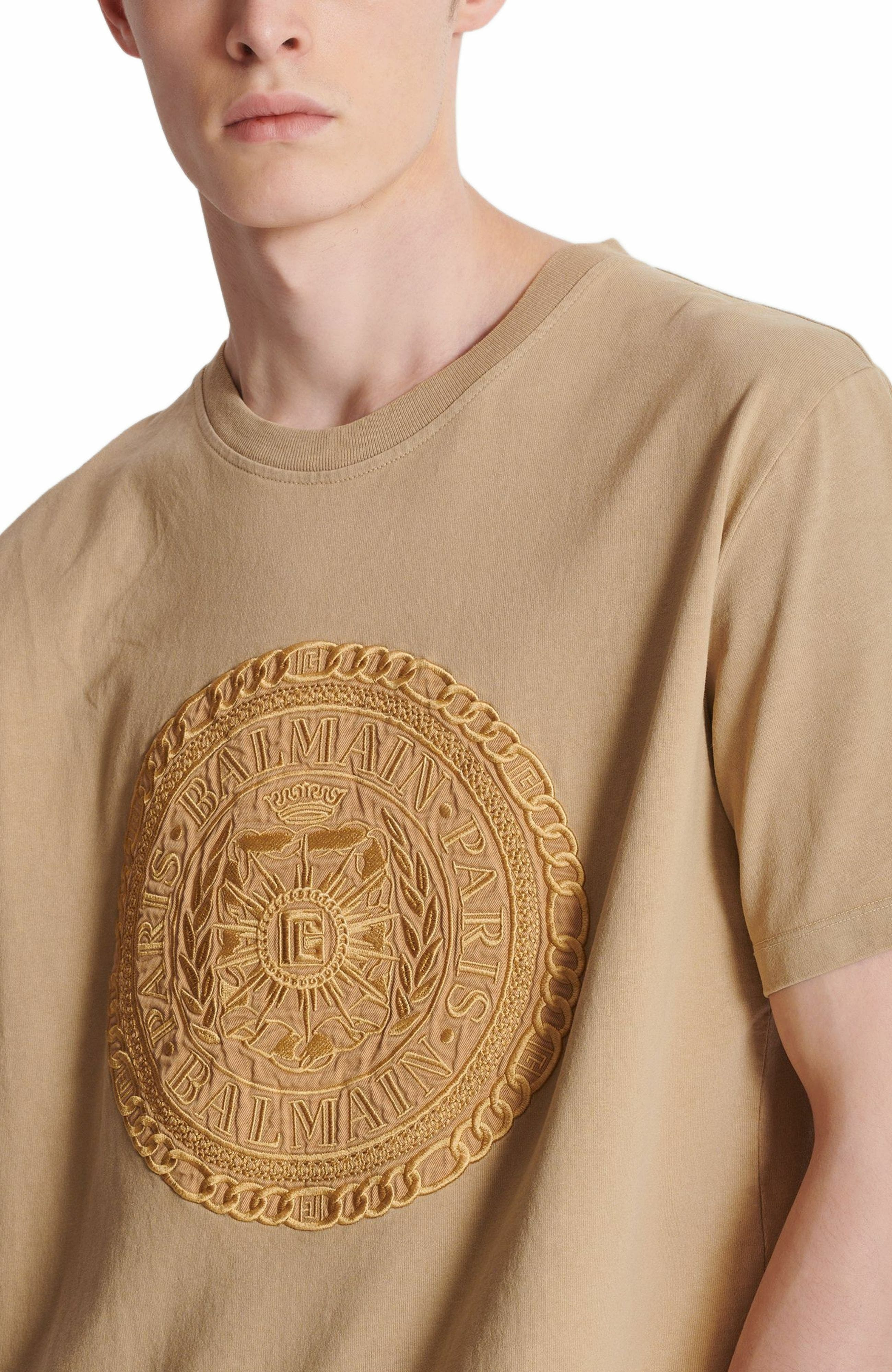 Embroidered Balmain Médaille T-shirt in Beige at Nordstrom - 6