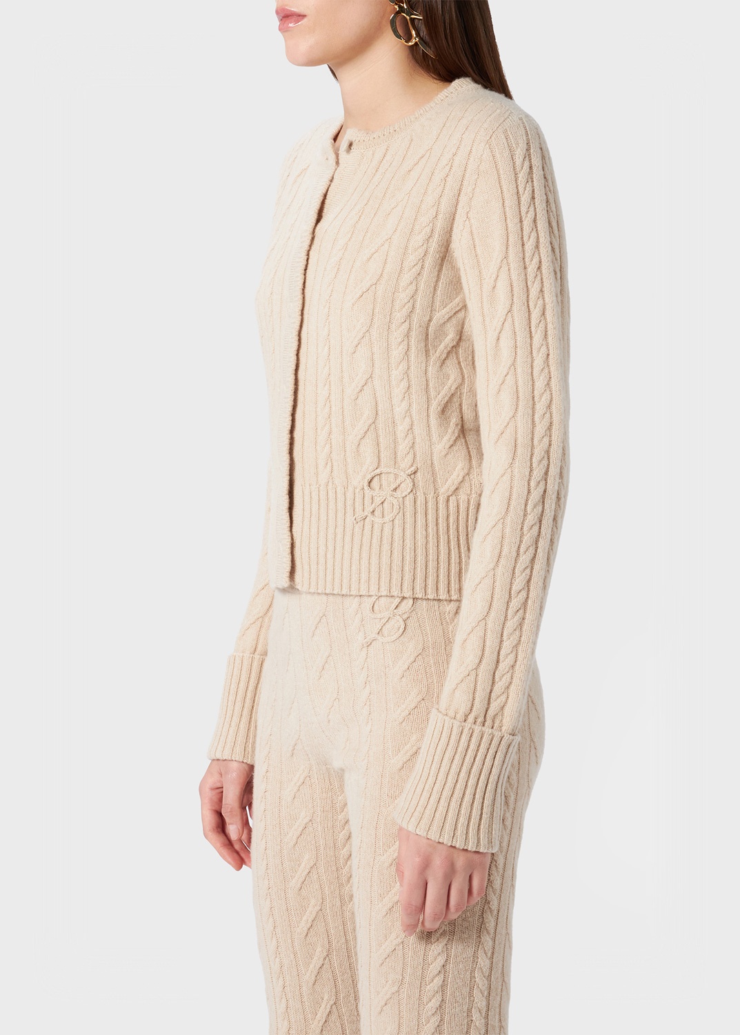 CARDIGAN IN RIBBED CASHMERE AND WOOL WITH TORCHON DETAILING - 5