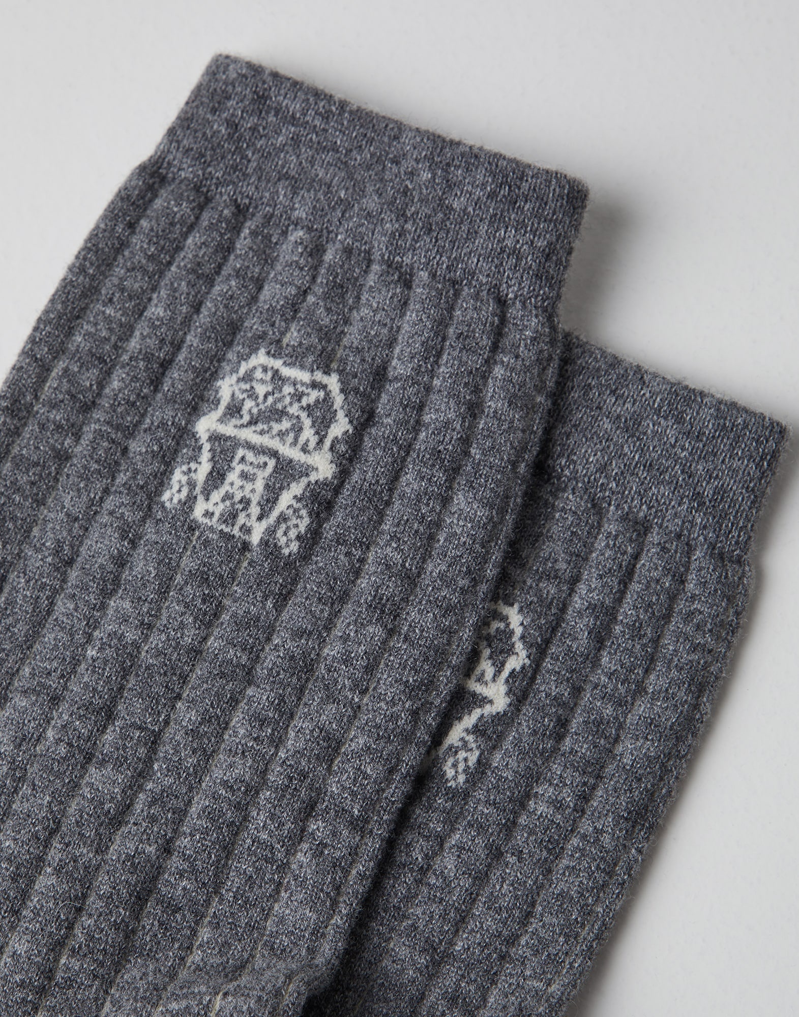 Cashmere chalk stripe effect socks with logo - 2