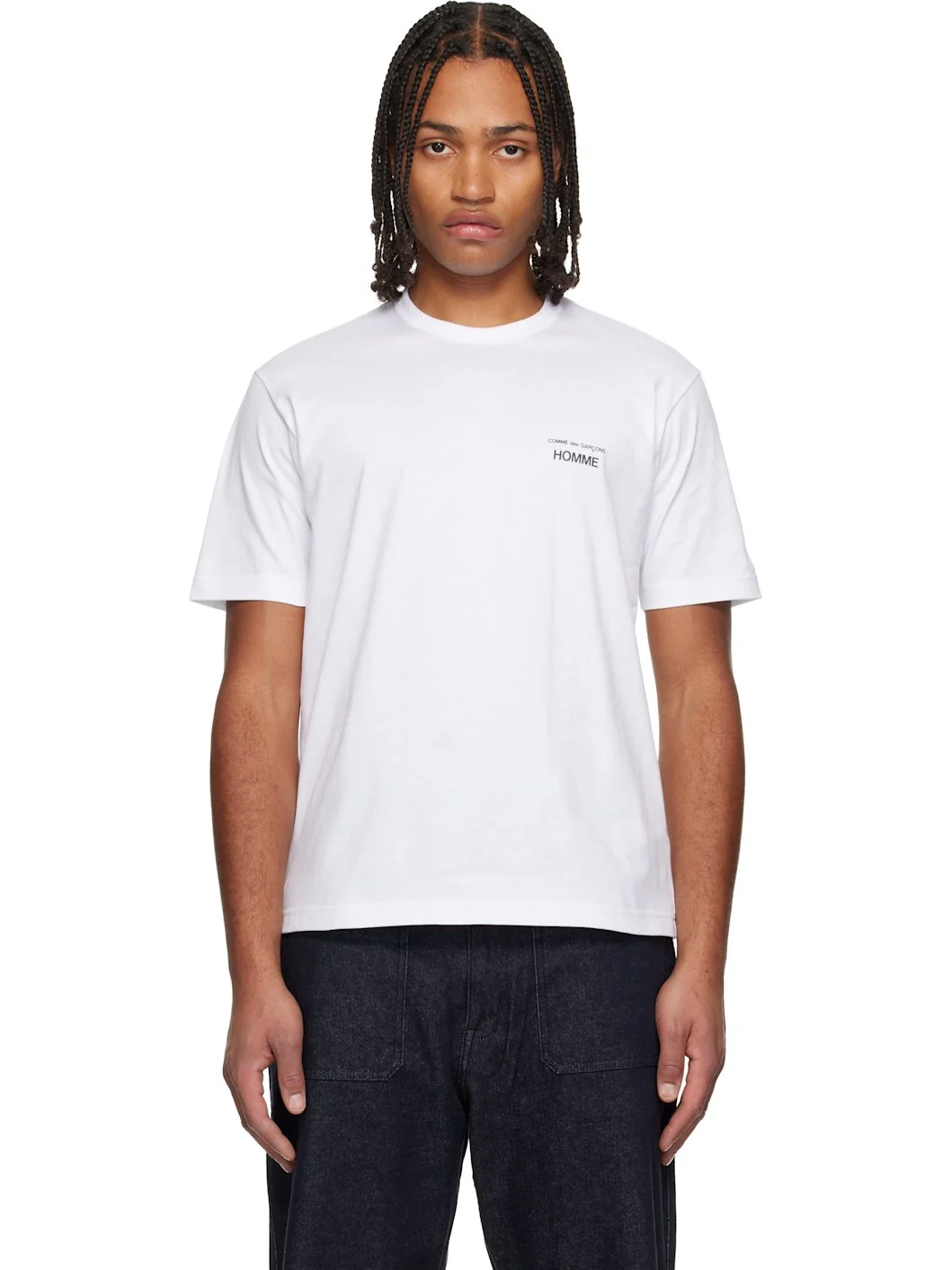 White Cotton Jersey Garment Print T-shirt - 1