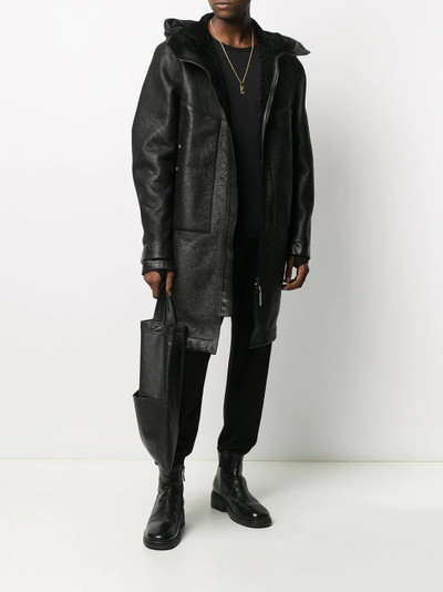 Isaac Sellam hooded pebbled-effect leather coat outlook