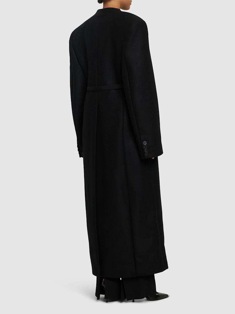 Wool long coat w/ corset - 4