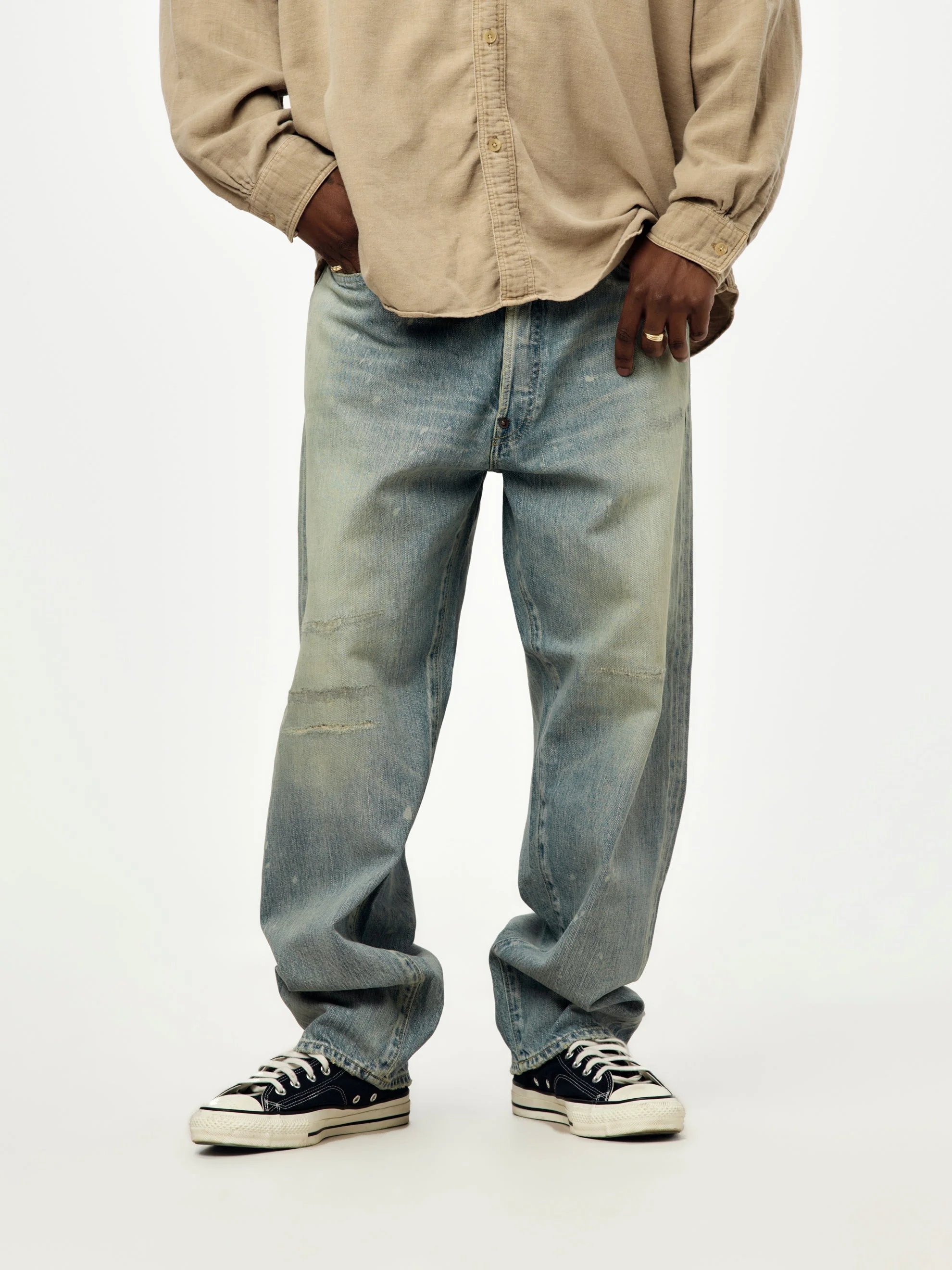 A.PRESSE NO.37 WASHED WIDE DENIM PANTS (BLEACH) - 1