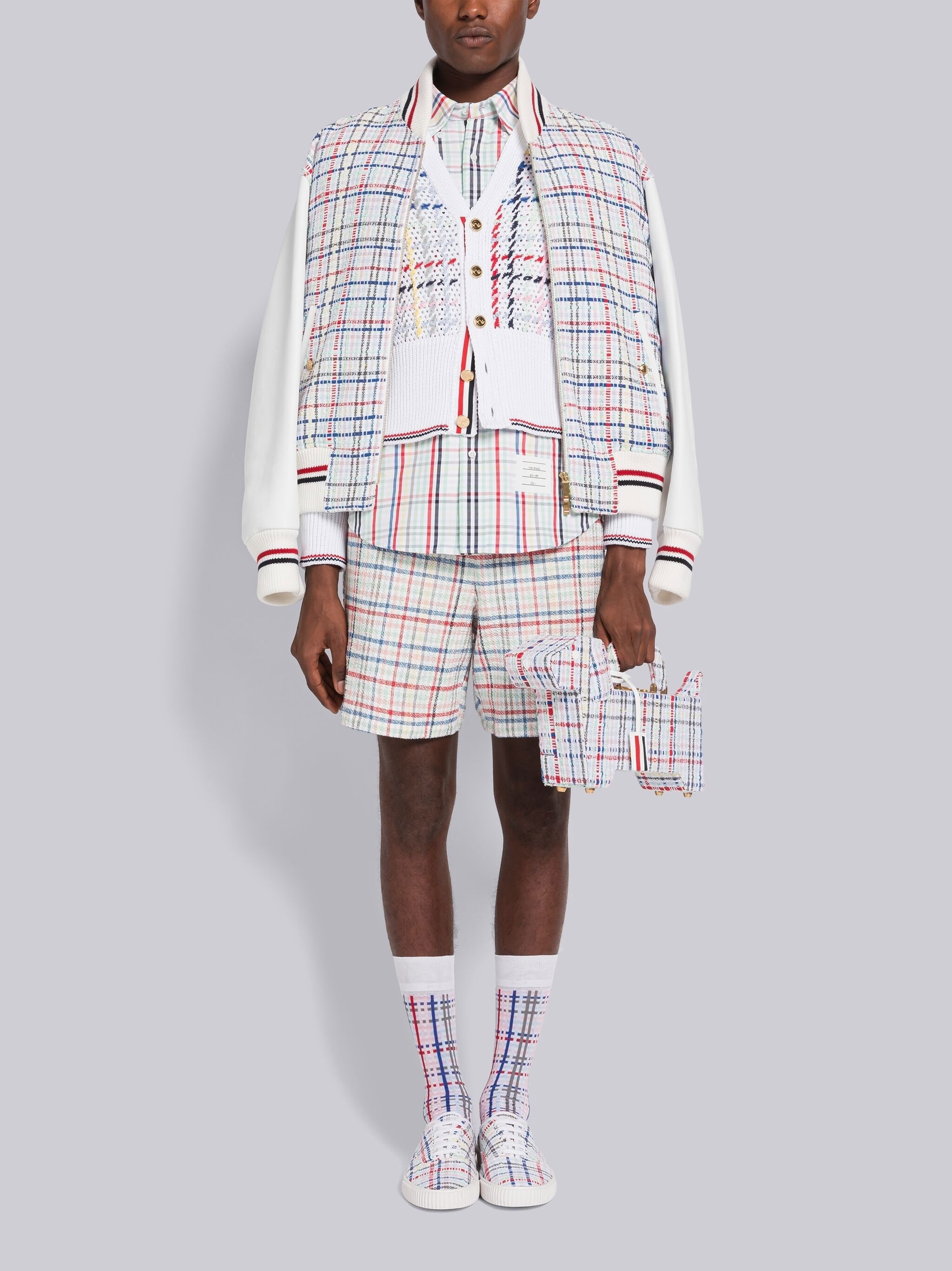 Micro Gingham Tweed Oversized Blouson - 4