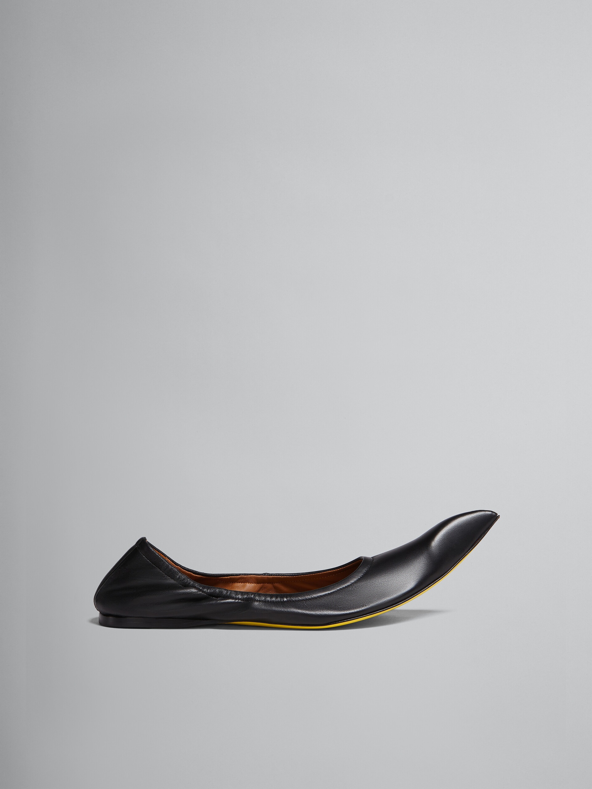 BLACK NAPPA POINTED-TOE BALLET FLATS - 1