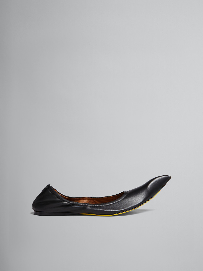 BLACK NAPPA POINTED-TOE BALLET FLATS 1