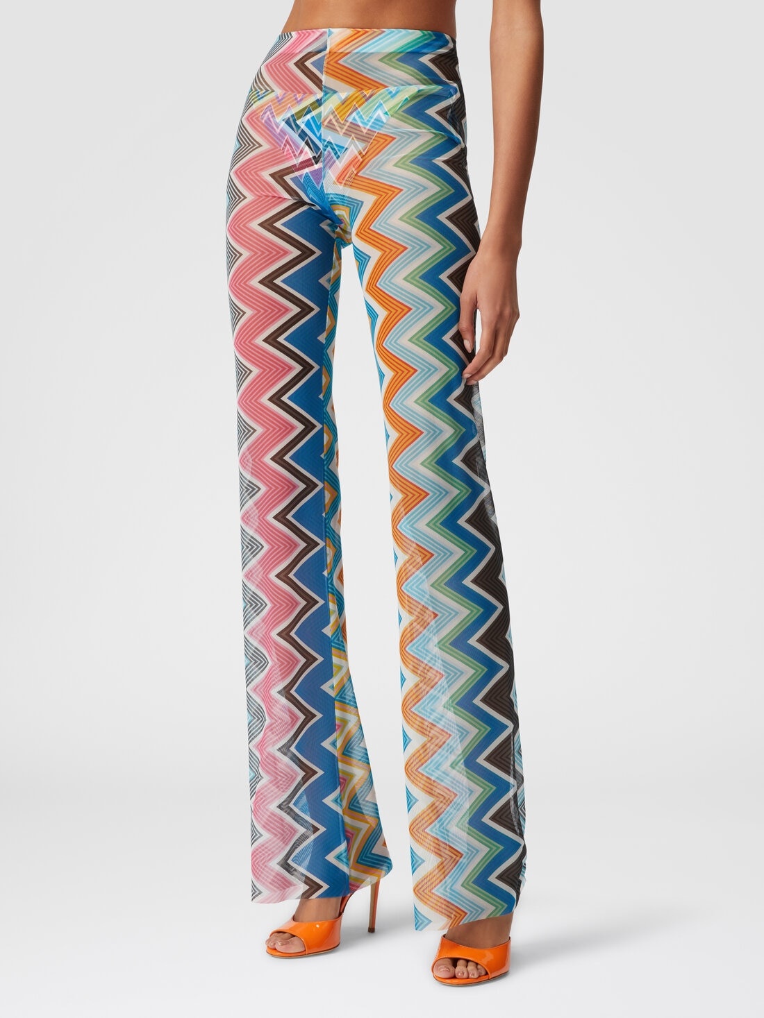 Cover-up trousers in zigzag print tulle - 4
