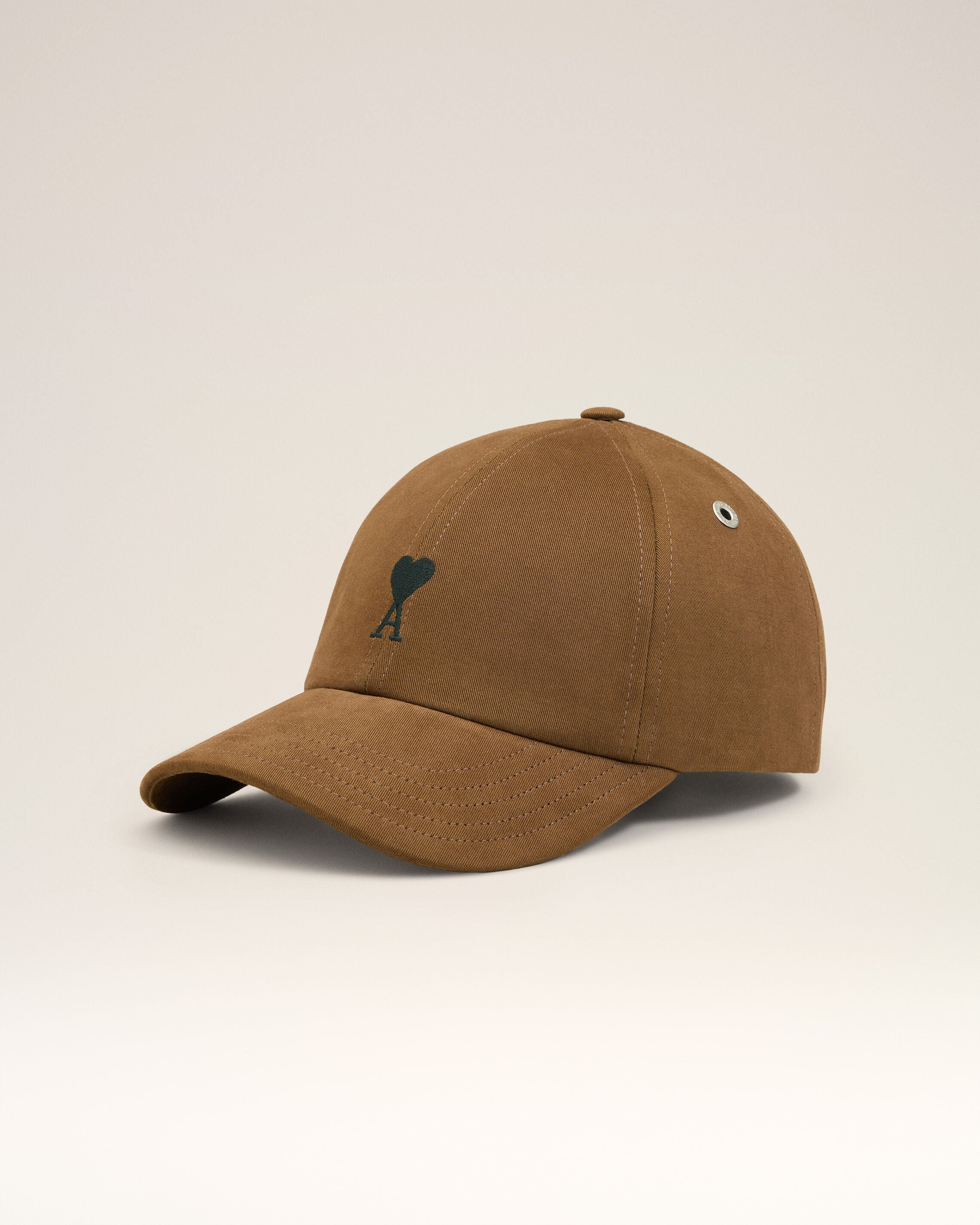 BROWN COTTON AMI DE COEUR EMBROIDERY CAP - 1
