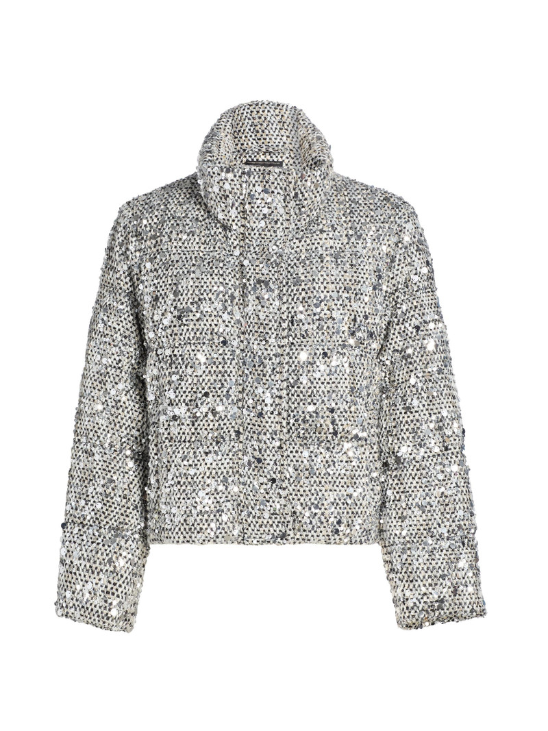 Women's Hayes Sequined Tweed Puffer Jacket - Black Multi 1