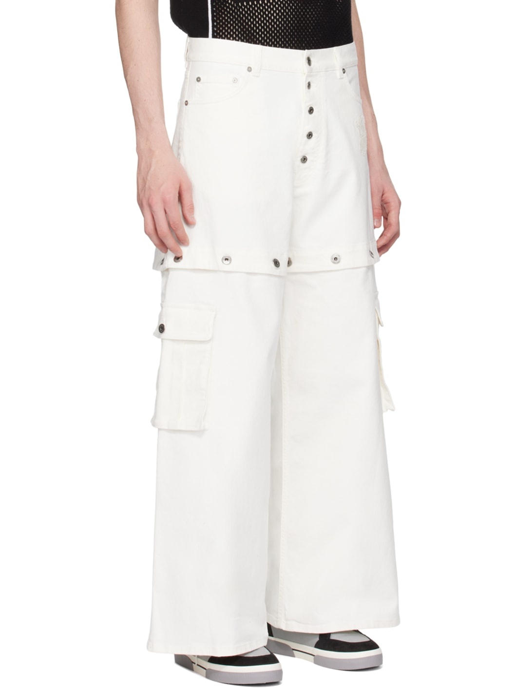 White 90's Logo Cargo Pants - 2