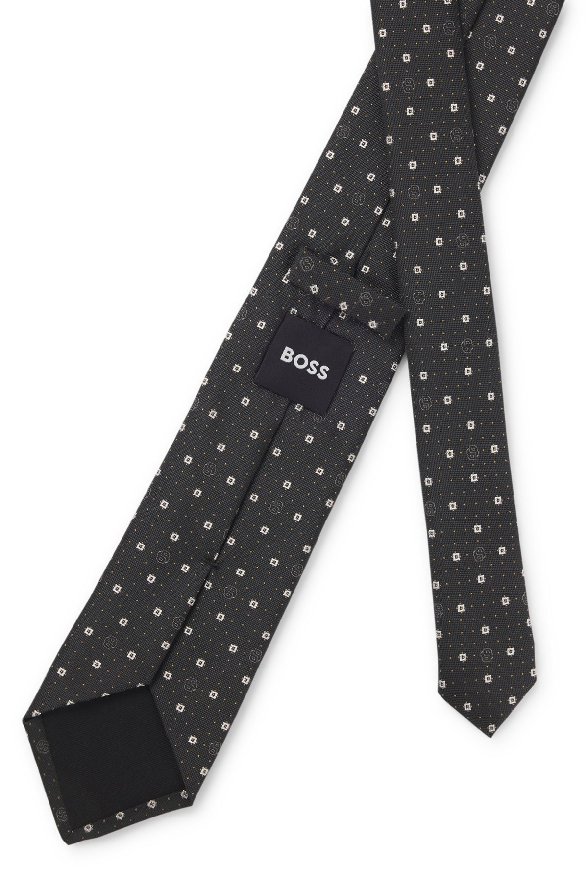 SILK-BLEND TIE WITH MICRO DOUBLE B MONOGRAMS - 5