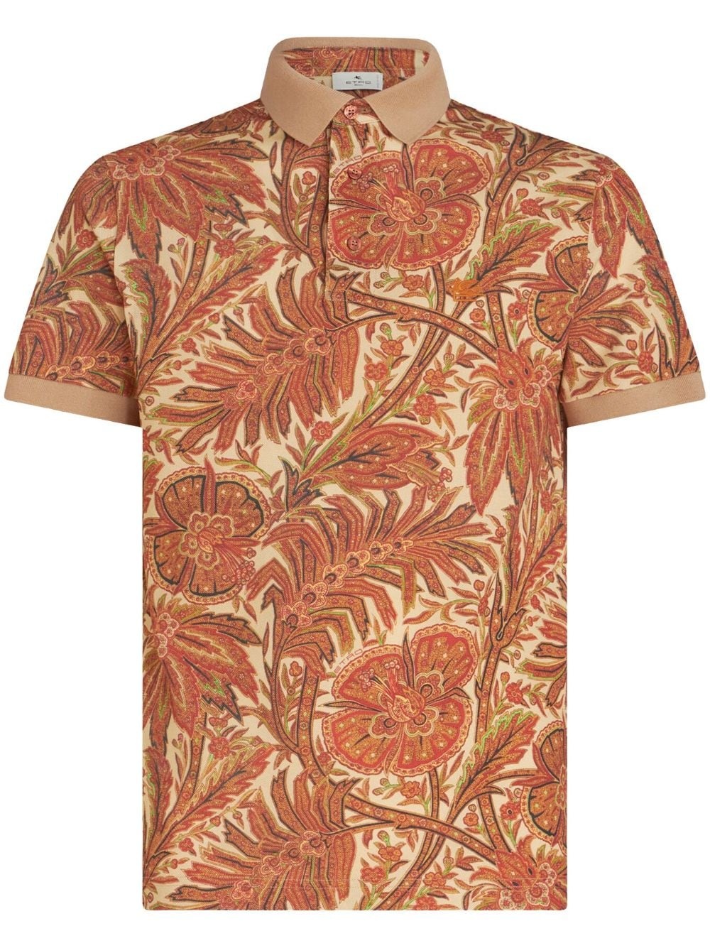 floral-print cotton polo shirt - 1