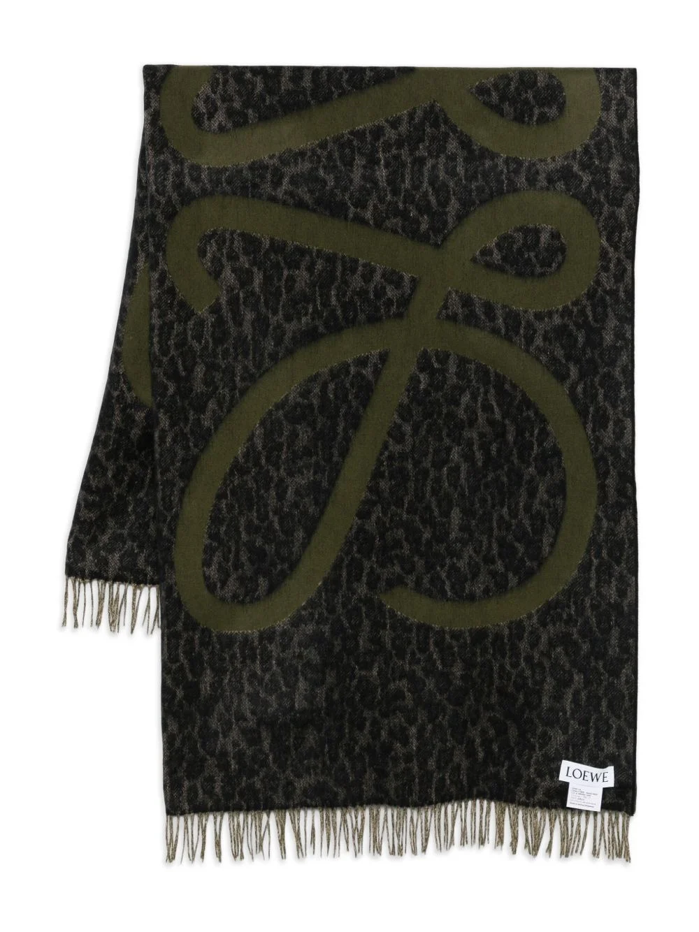logo-detail fringed scarf - 1