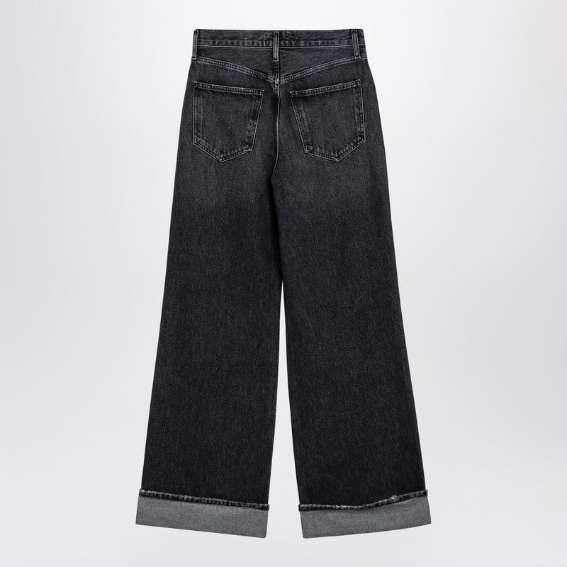 DAME DARK GREY WIDE RIBBED DENIM JEANS - 2