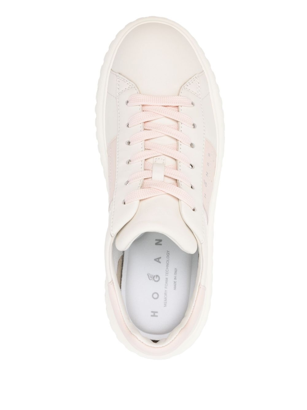 【送料&関税込】Hogan H-stripes Embellished Lace-up Sneakers H-Stripes leather sneakers in white - Hogan | Mytheresa