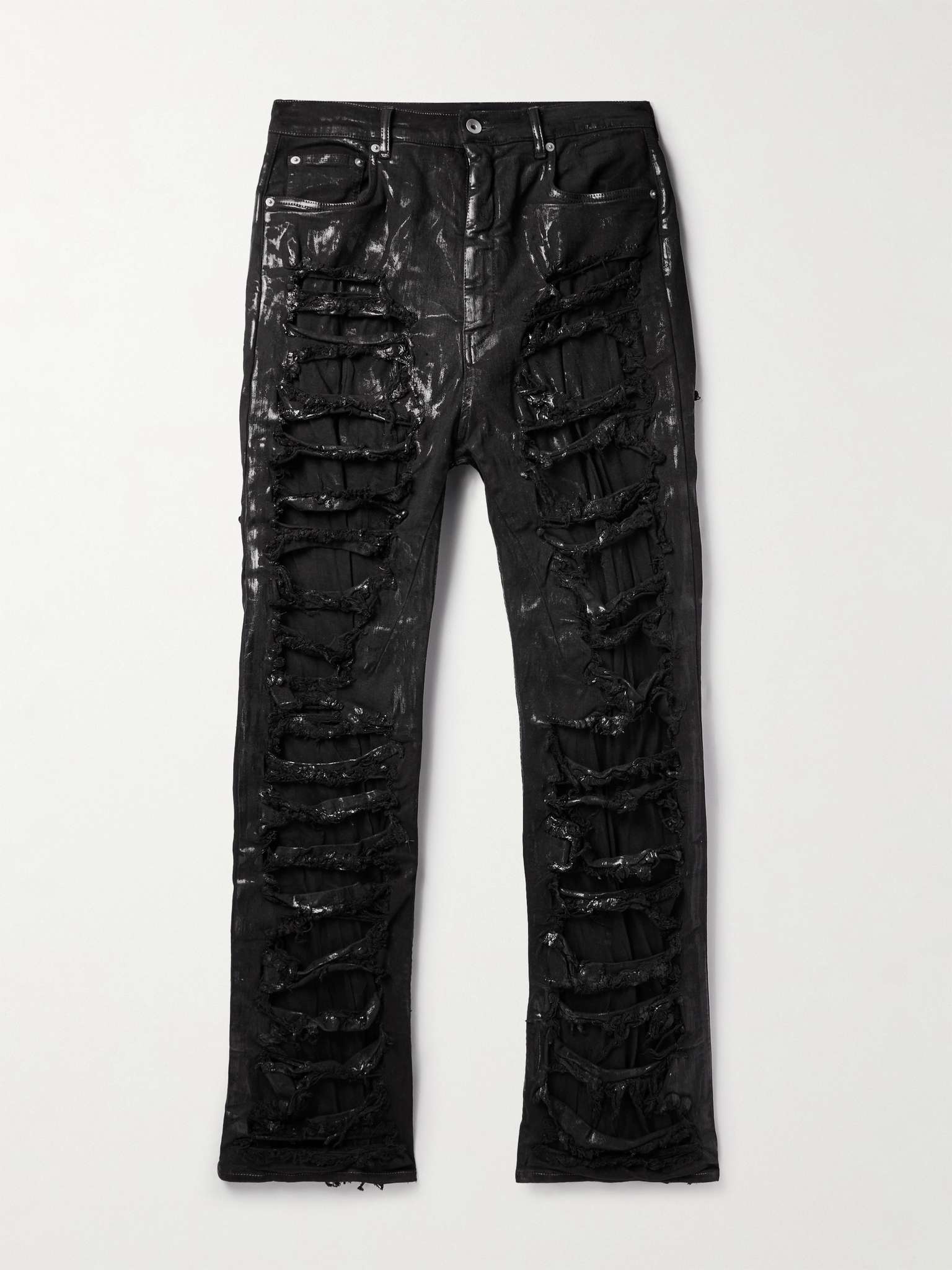 Geth Slim-Fit Straight-Leg Distressed Metallic Jeans - 1