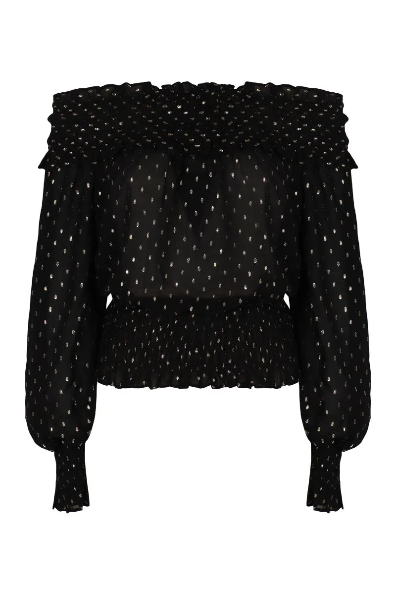 Self-Portrait Top Off-Shoulder In Chiffon - 1