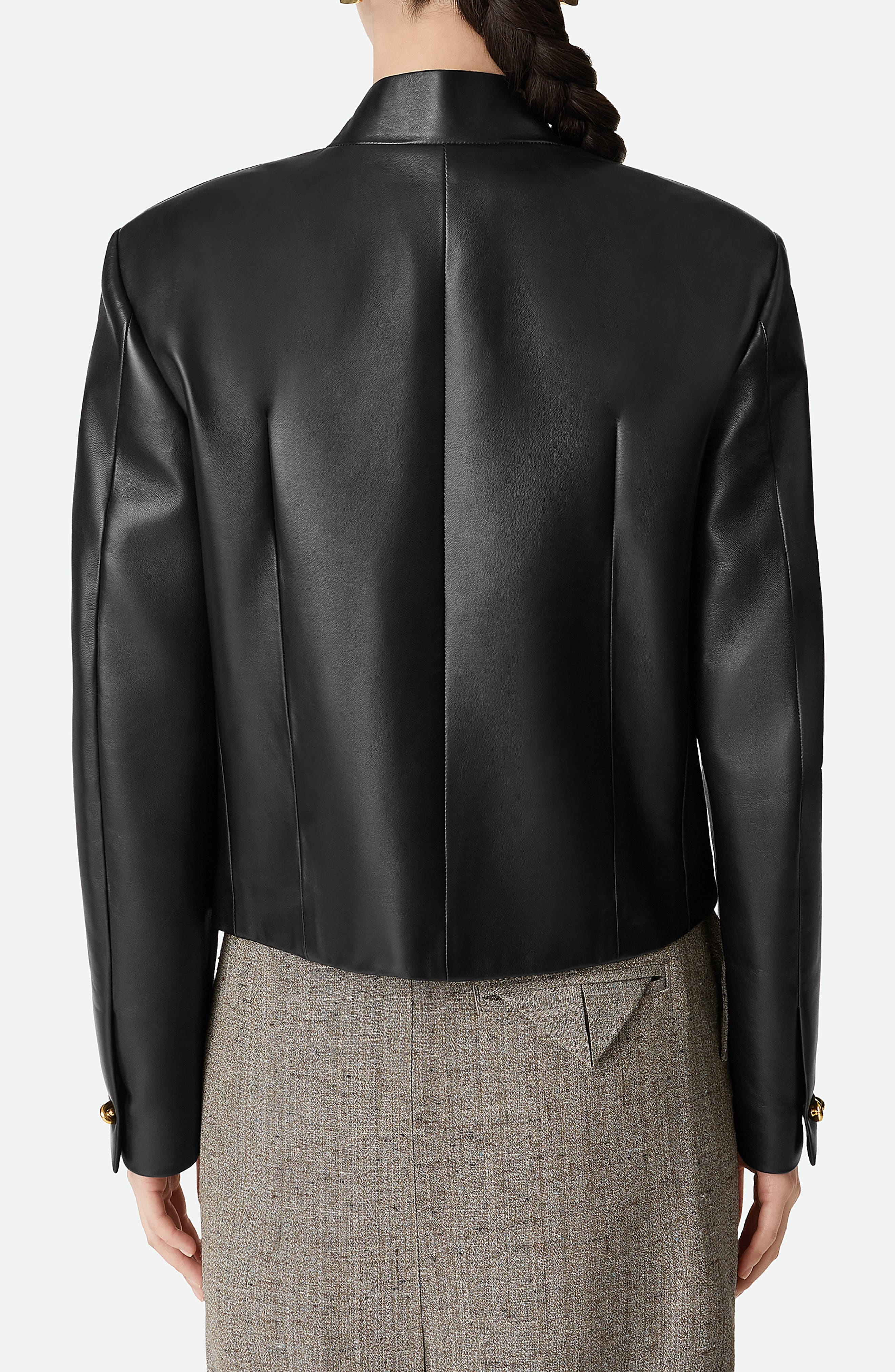 Bottega Veneta Soft Napa Lambskin Leather Jacket with Knot Buttons in Black at Nordstrom - 2