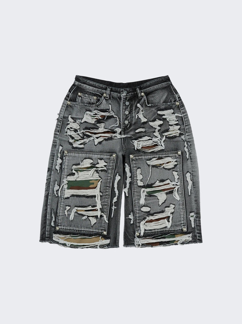 Hell Camo Denim Shorts Black 1