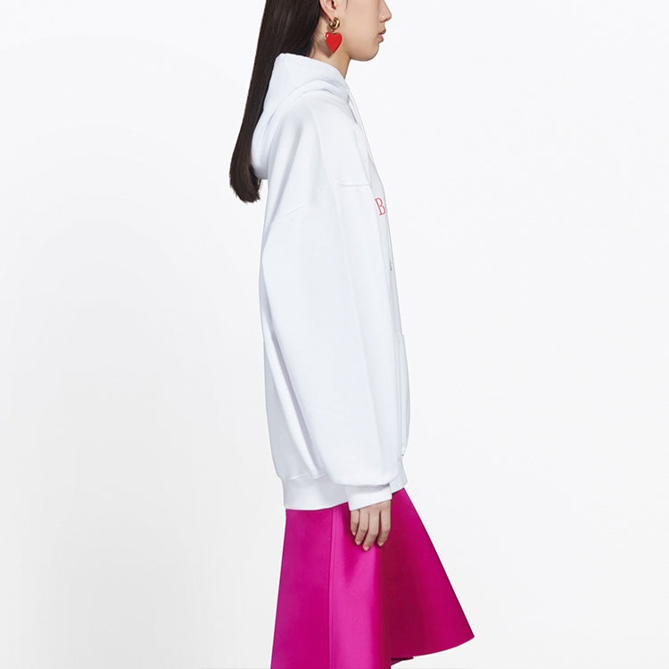 (WMNS) Balenciaga Rainbow Logo Hoodie White 570798TEV509044 - 5