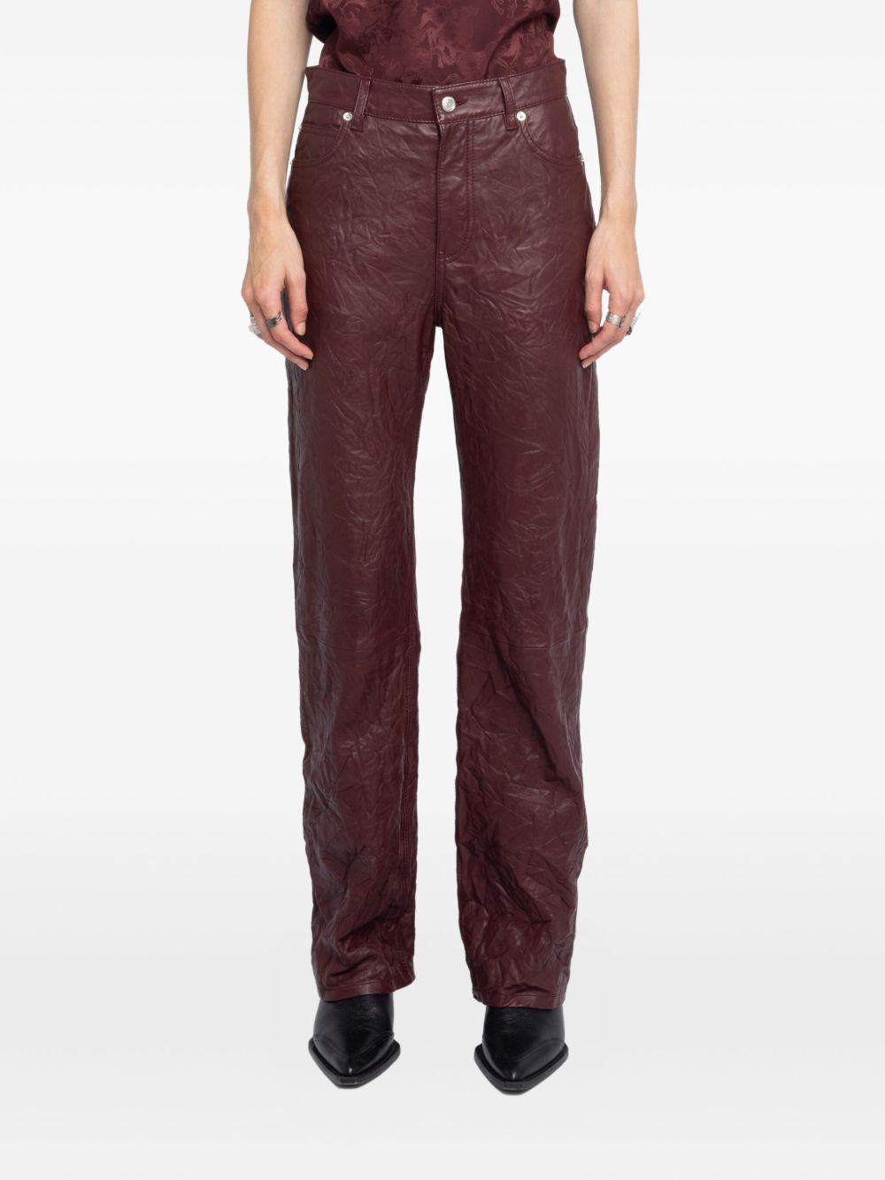 crumpled leather trousers - 4