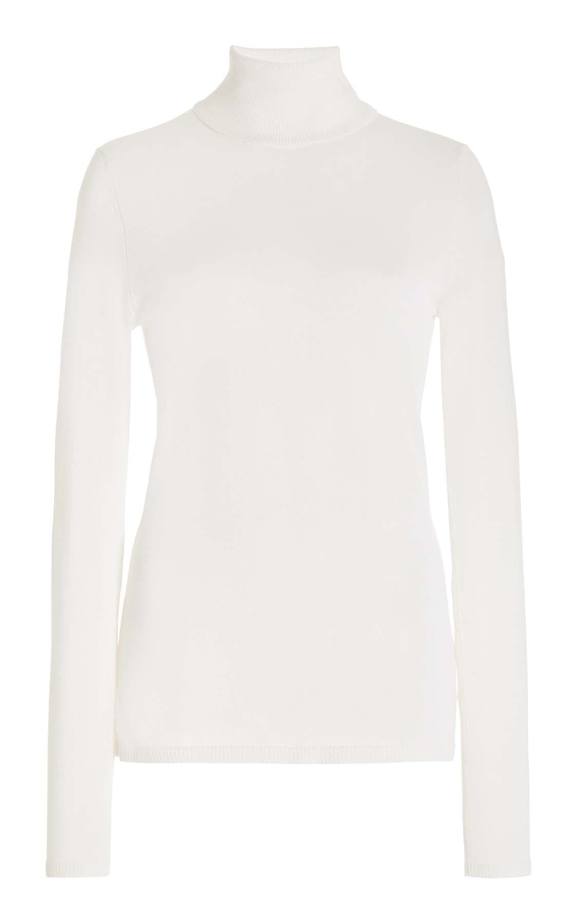 Costa Turtleneck in Ivory Cashmere Silk - 1