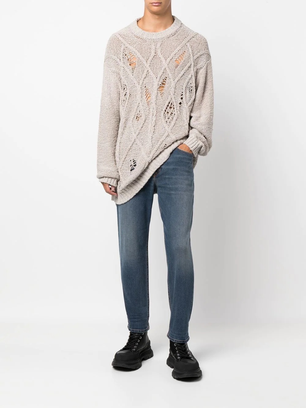 slim-cut washed jeans - 2