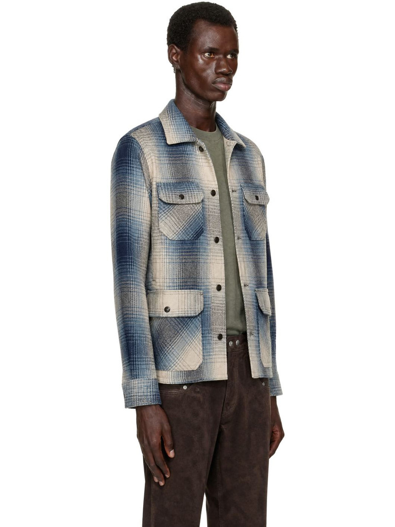 Blue & Beige Check Wool Jacket 2
