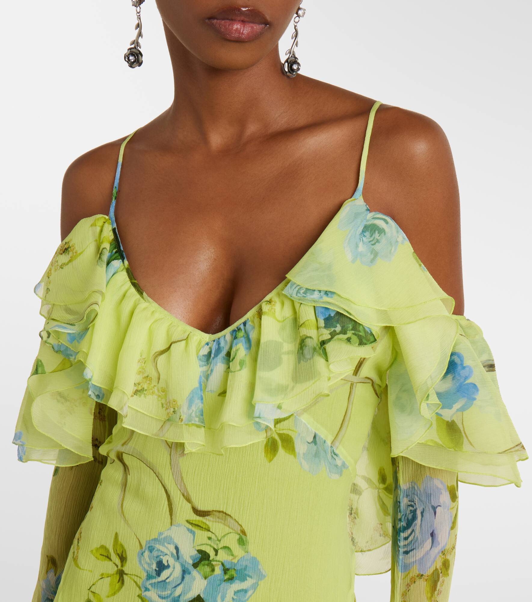 Floral silk crêpe gown - 4