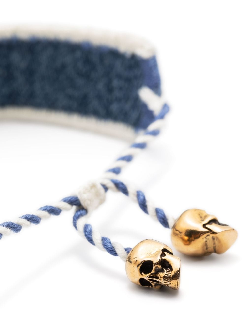 skull-charm embroidered bracelet - 3