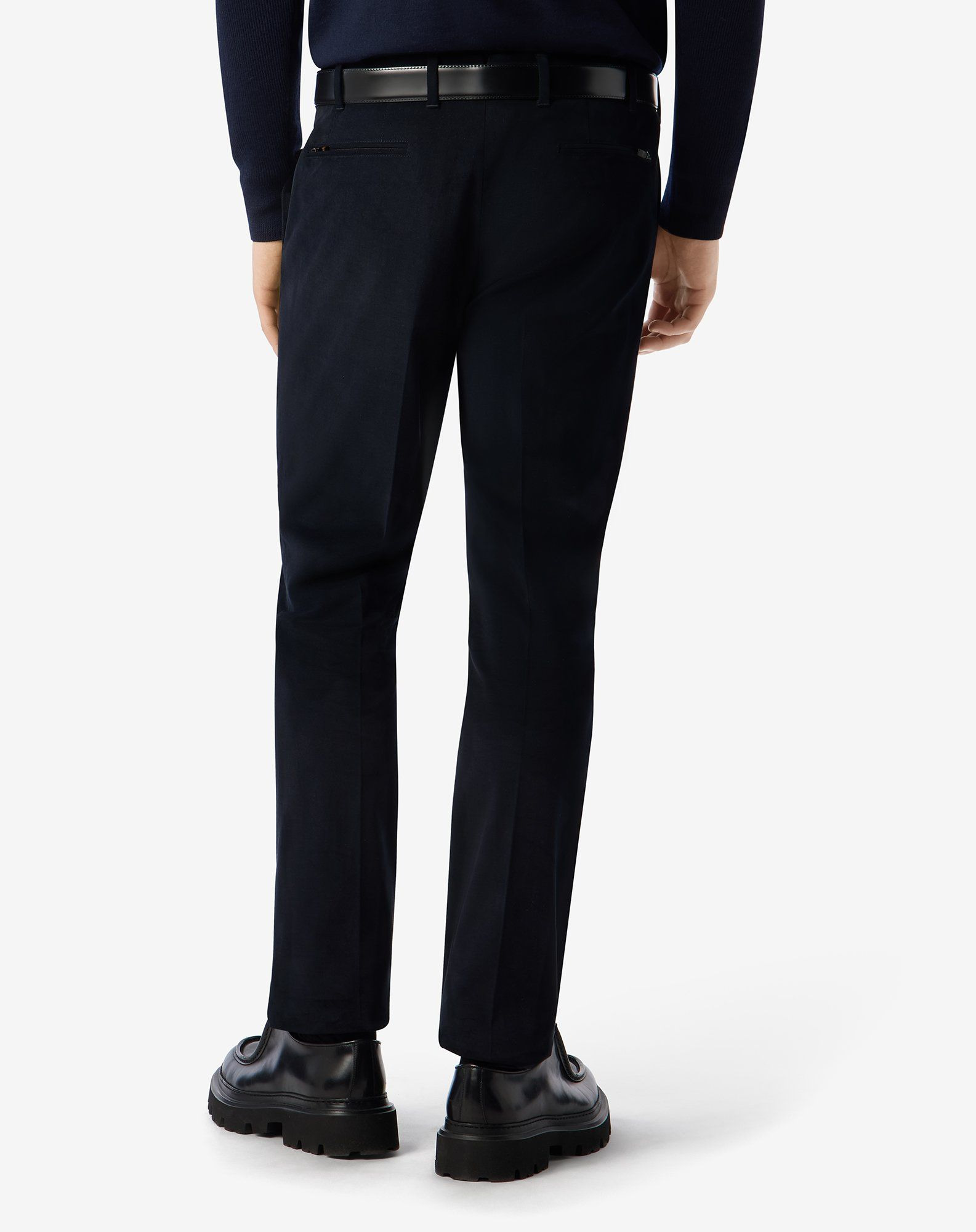 Blue stretch cotton cover trousers - 4