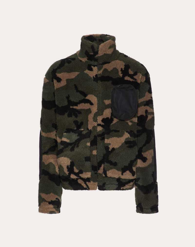 HIGH-NECK FLEECE JACKET WITH ZIP AND CAMOUFLAGE PATTERN 1