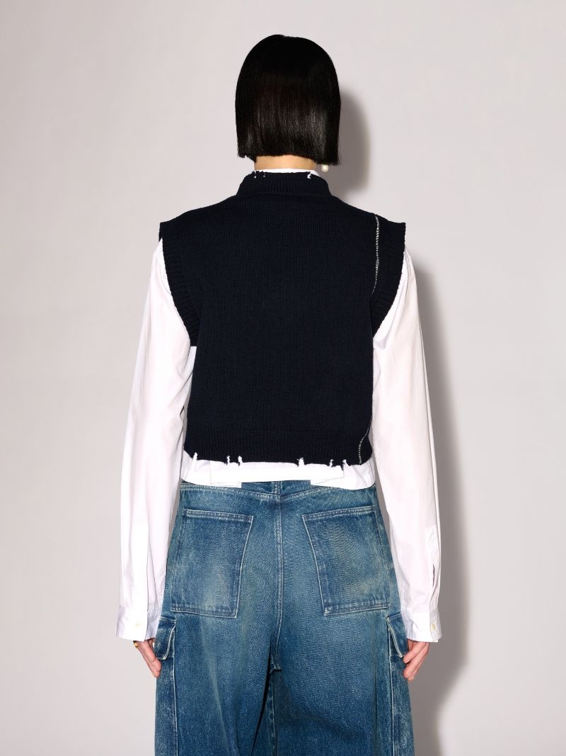 DESTROYED RIB V NECK VEST - 4