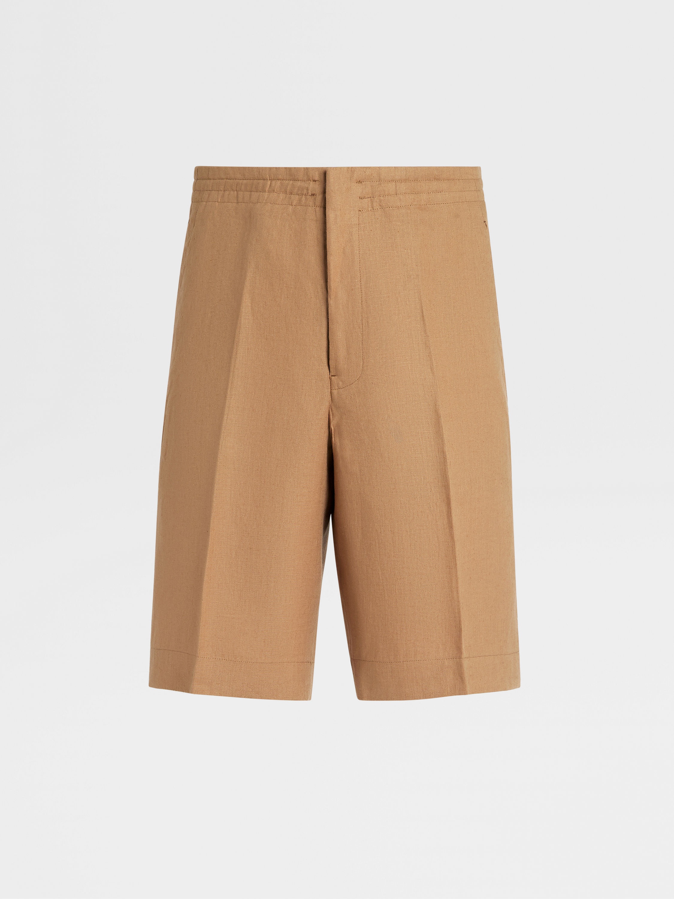 BEIGE PURE LINEN SHORTS - 1