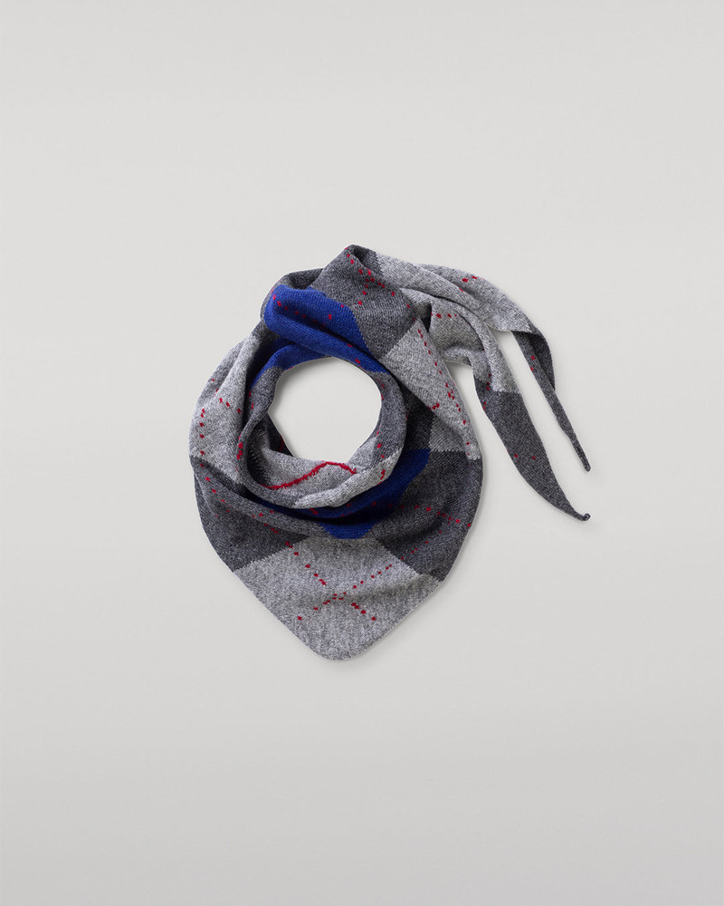 Clan Mid Grey Argyle Cashmere Bandana 1