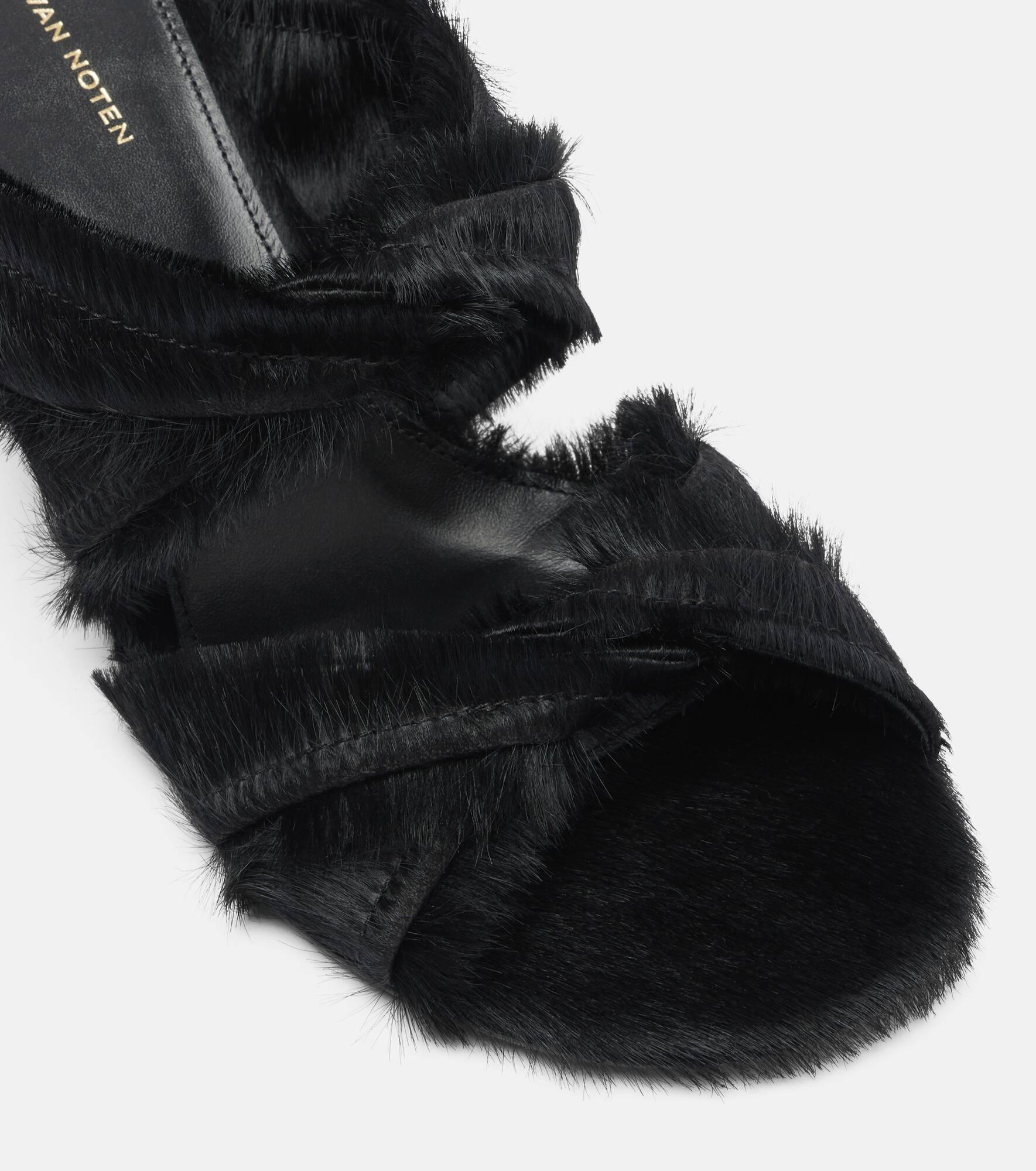 Calf hair wedge sandals - 5