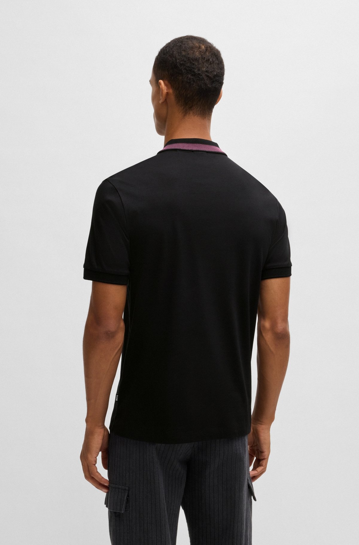 MERCERIZED-COTTON SLIM-FIT POLO SHIRT WITH COLLAR STRIPE - 5