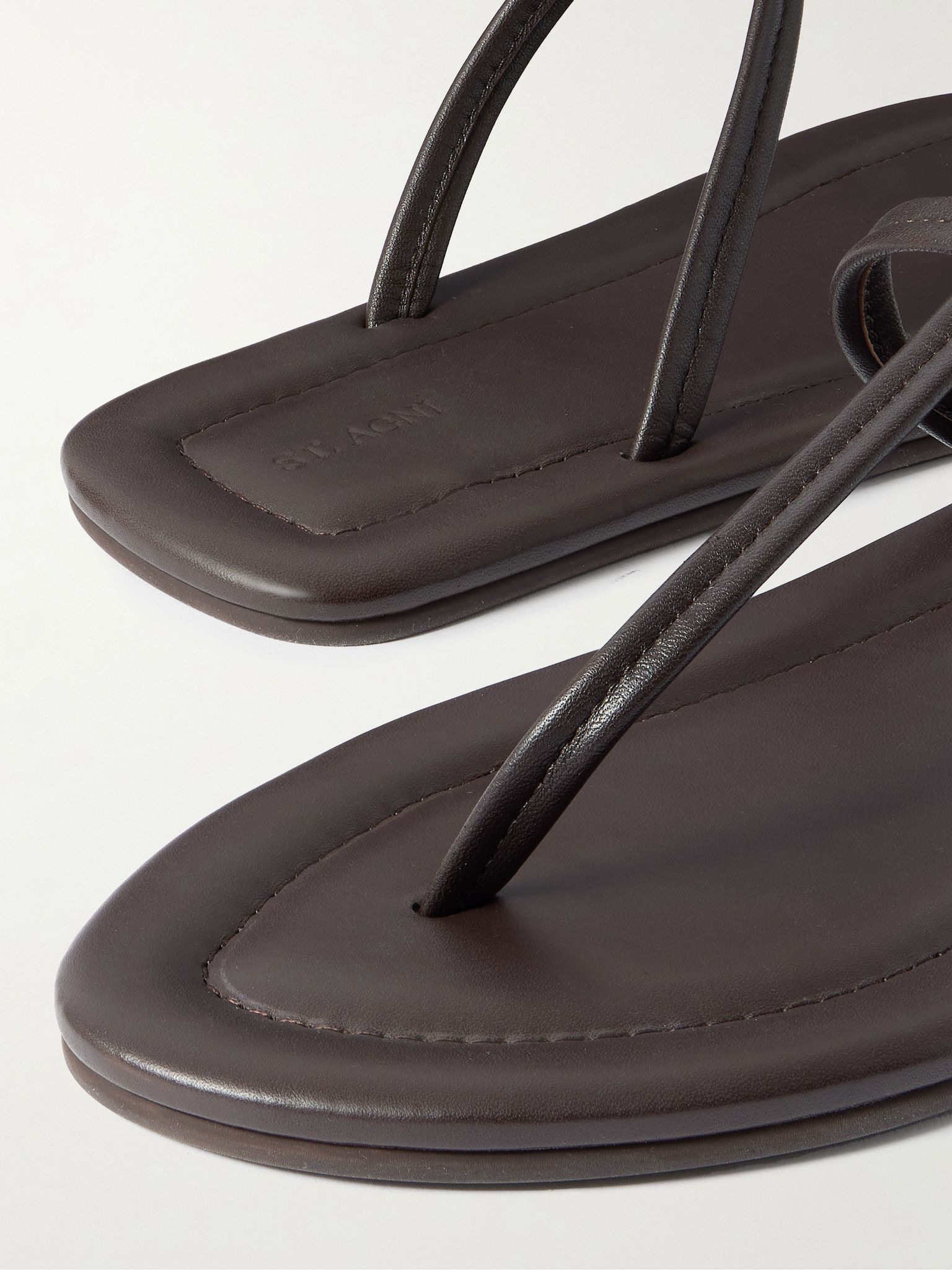 T leather sandals Chocolate - 4