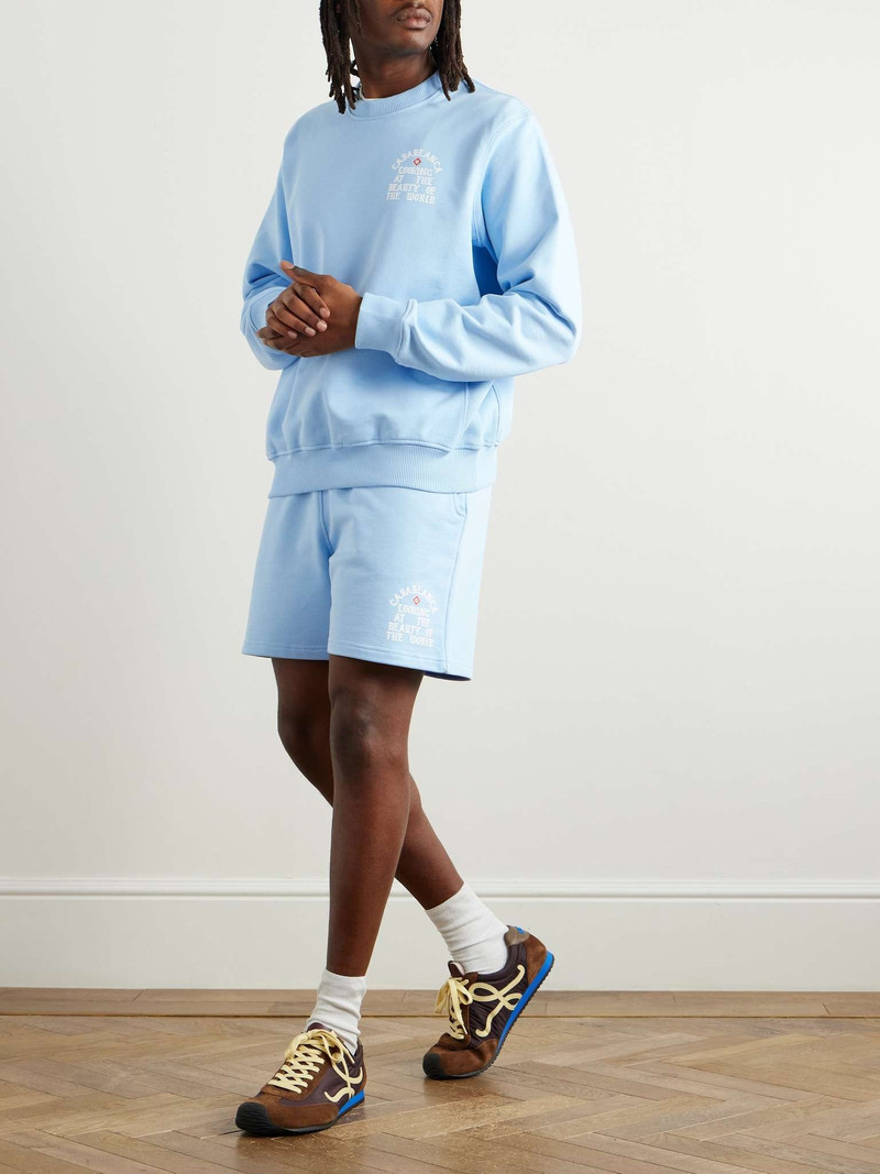 CASABLANCA Looking at the Beauty of the World Straight-Leg Organic Cotton-Jersey Drawstring Shorts outlook