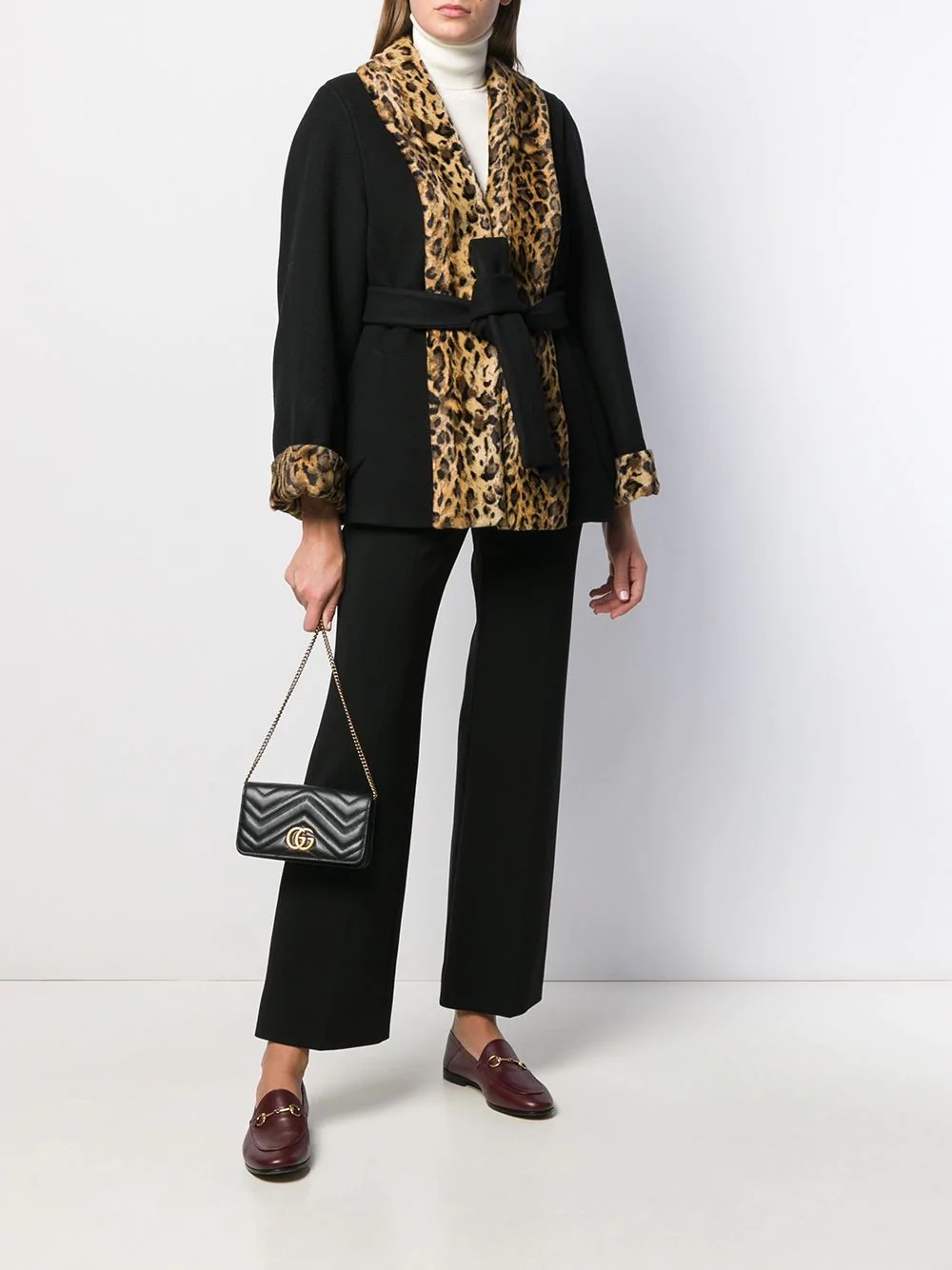 leopard panels coat - 2