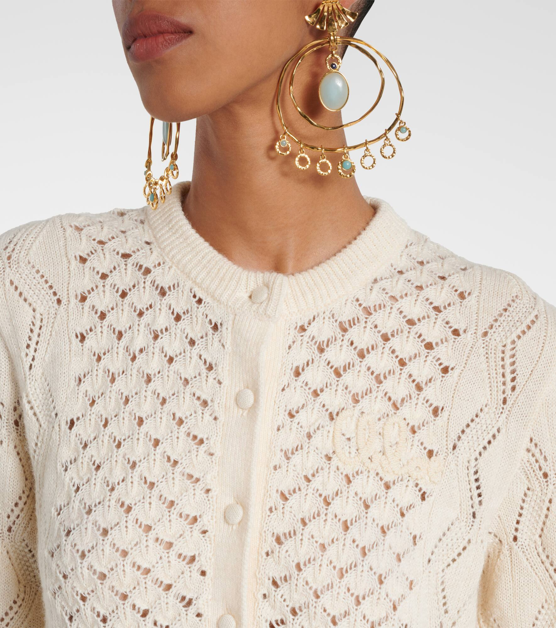 Ruffled cotton, wool, and silk cardigan - 4