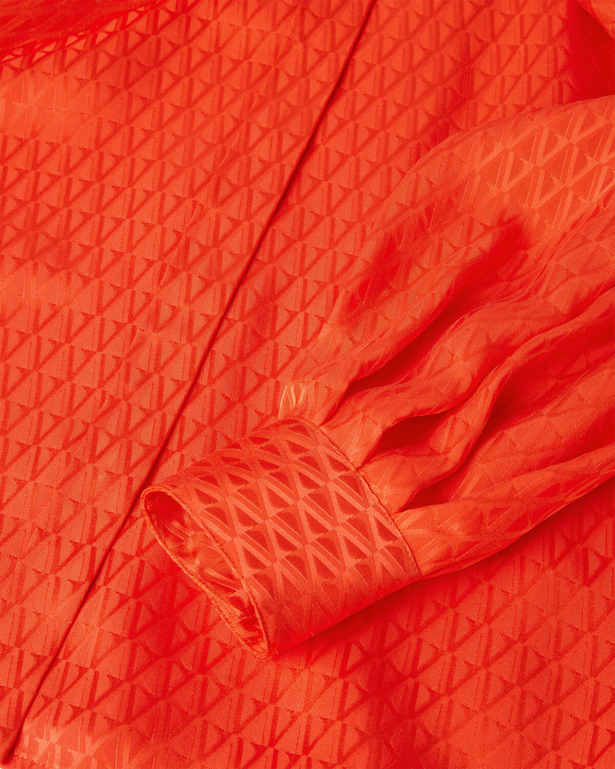 V Allover Jacquard Silk Lavallière Shirt - 4