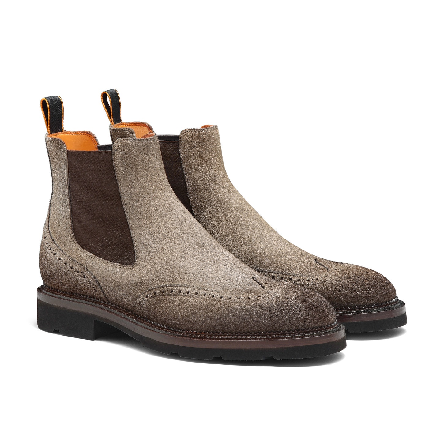 Men’s natural suede Chelsea brogue boot - 2